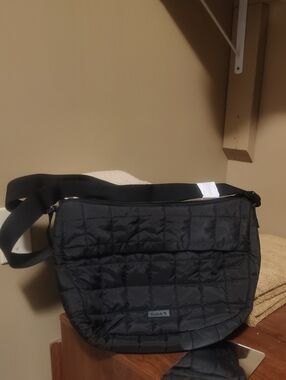 Reebok Black Quilted Crossbody Bag for Men